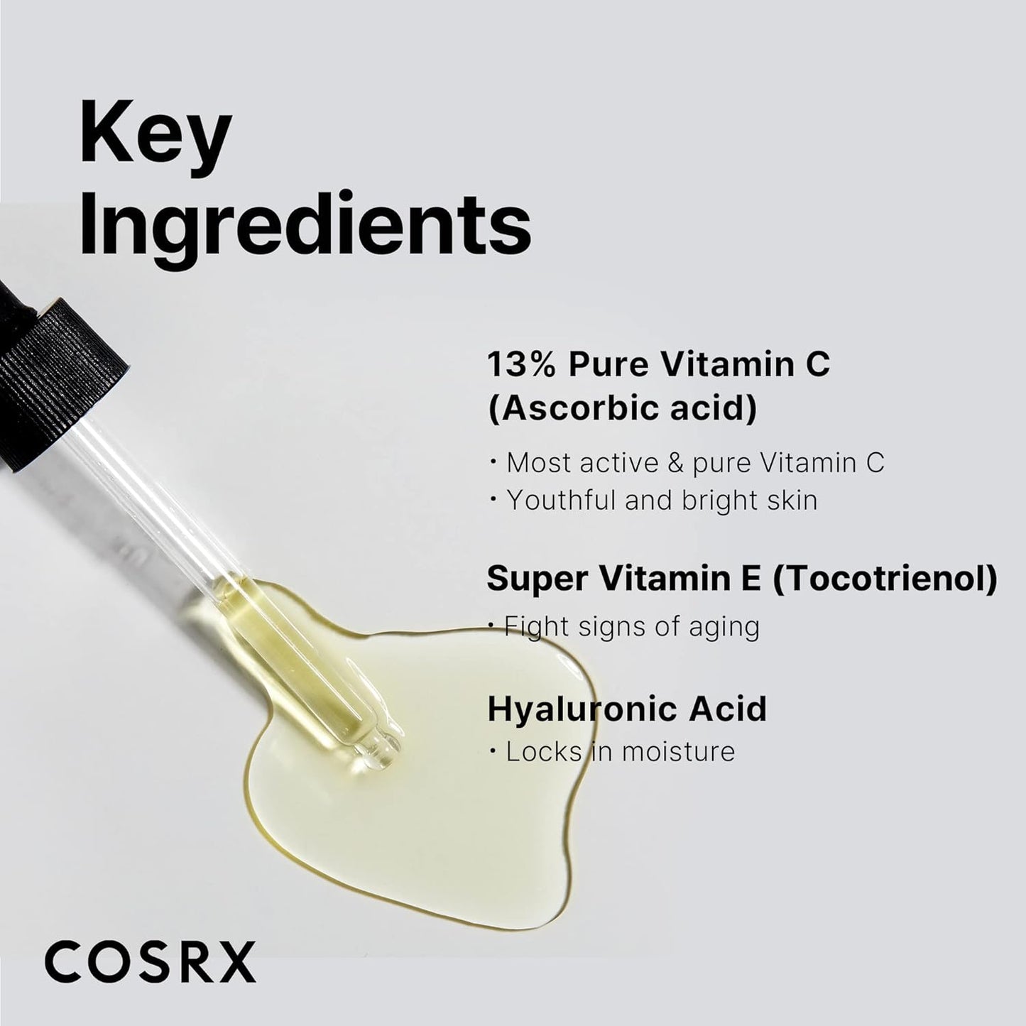 Pure Vitamin C 13% Serum with Vitamin E & Hyaluronic Acid, Siero Viso Illuminante E Idratante per Linee Sottili, Tono Della Pelle Irregolare E Pelle Spenta, 0,67Fl.Oz/20Ml, Korean Skincare