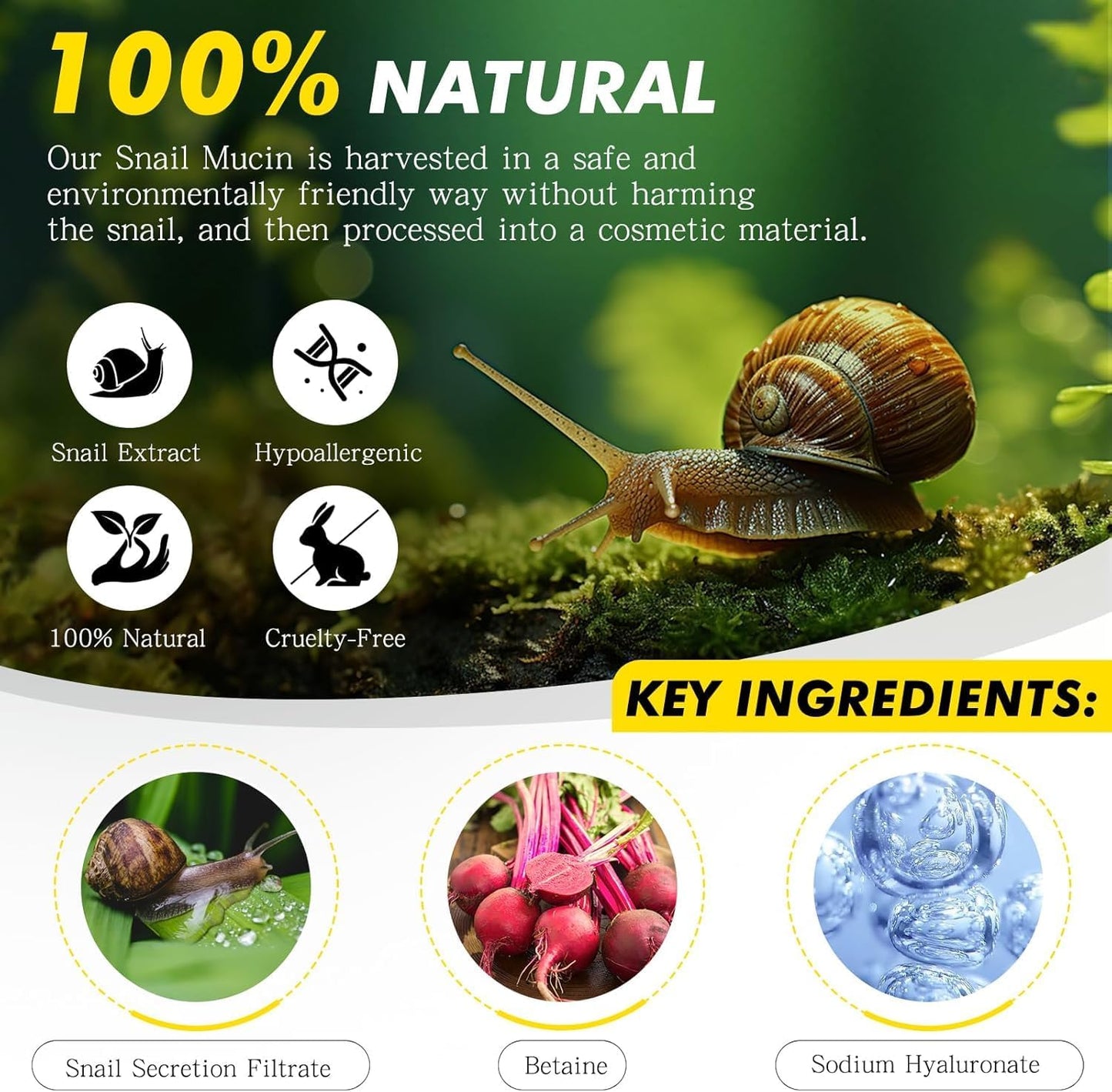 Snail Mucin Oil (60Ml) All in One Advanced Skin Repair Hydrating Serum, Snail Secretion Filtrate 96% & Hyaluronic Acid, Skincare, Animal Testing Free