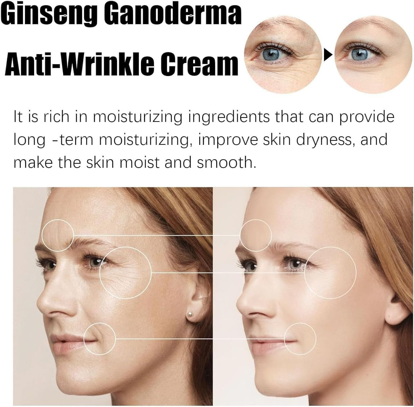 Ginseng Ganoderma Anti-Wrinkle Cream, anti Wrinkle Ginseng Face Cream, Ginseng anti Wrinkle Cream, Tightening Sagging Skin Reduce Fine Lines (1Pcs)