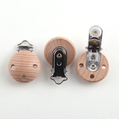 Beech Wooden Baby Teether Pacifier Clipmetal Nursing Accessories Chewable Teething Diy Wooden Clips Accessories