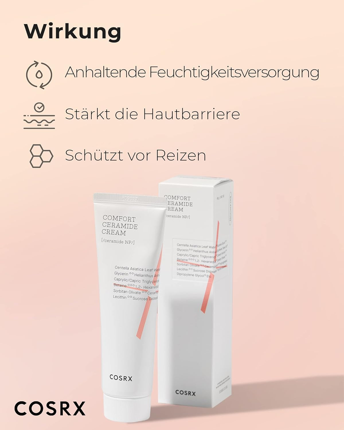 COSRX Balancium Komfort Ceramid Creme, 2,82 Oz/80 G, 50% Centella Asiatica Beruhigende Und Langanhaltende Feuchtigkeitspflege Für Das Gesicht Bei Trockener Haut, Mattem Teint, Korean Skincare