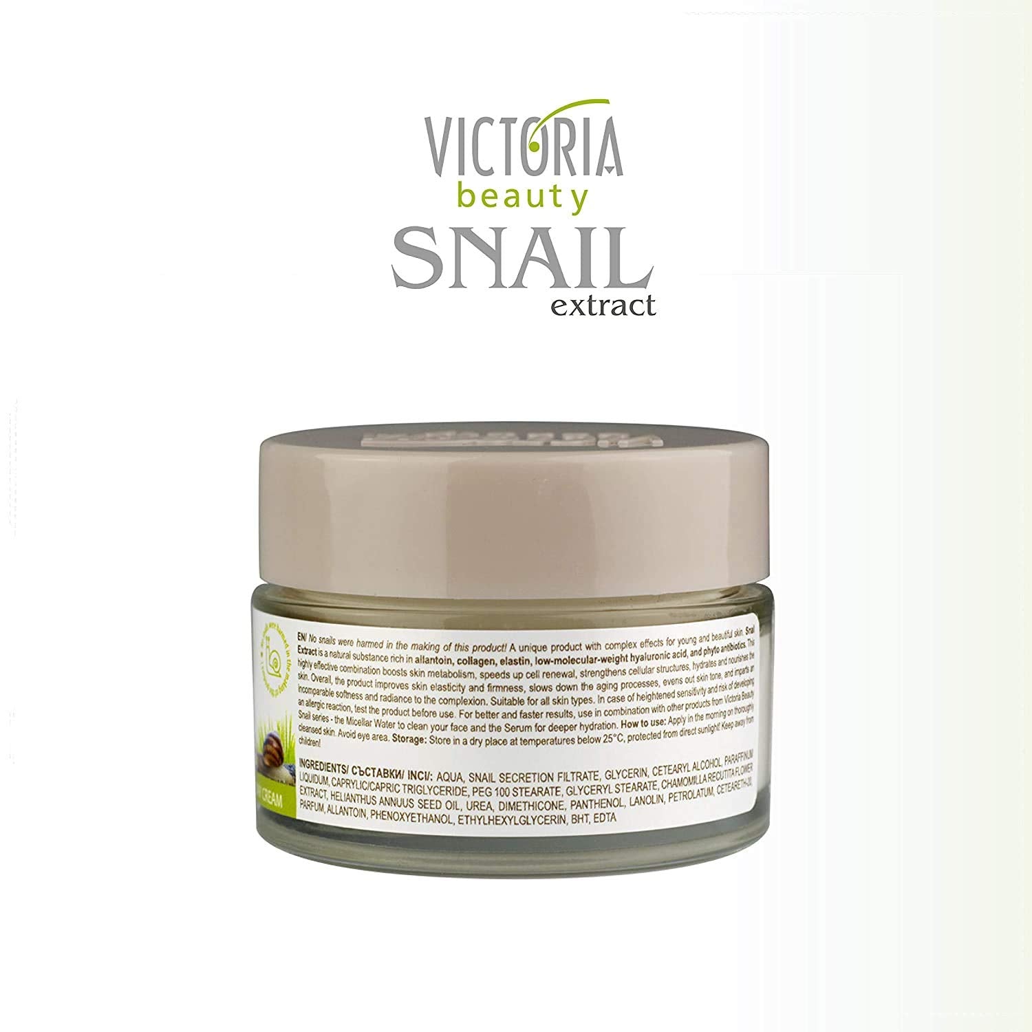 Victoria Beauty Schneckenschleim Creme Mit Hyaluron Und Collagen, Schneckencreme Gegen Falten Und Augenringe, Gesichtscreme Für Frauen Und Männer, Wirkame Gesichtspflege, Snail Cream Moisturizer, 50Ml