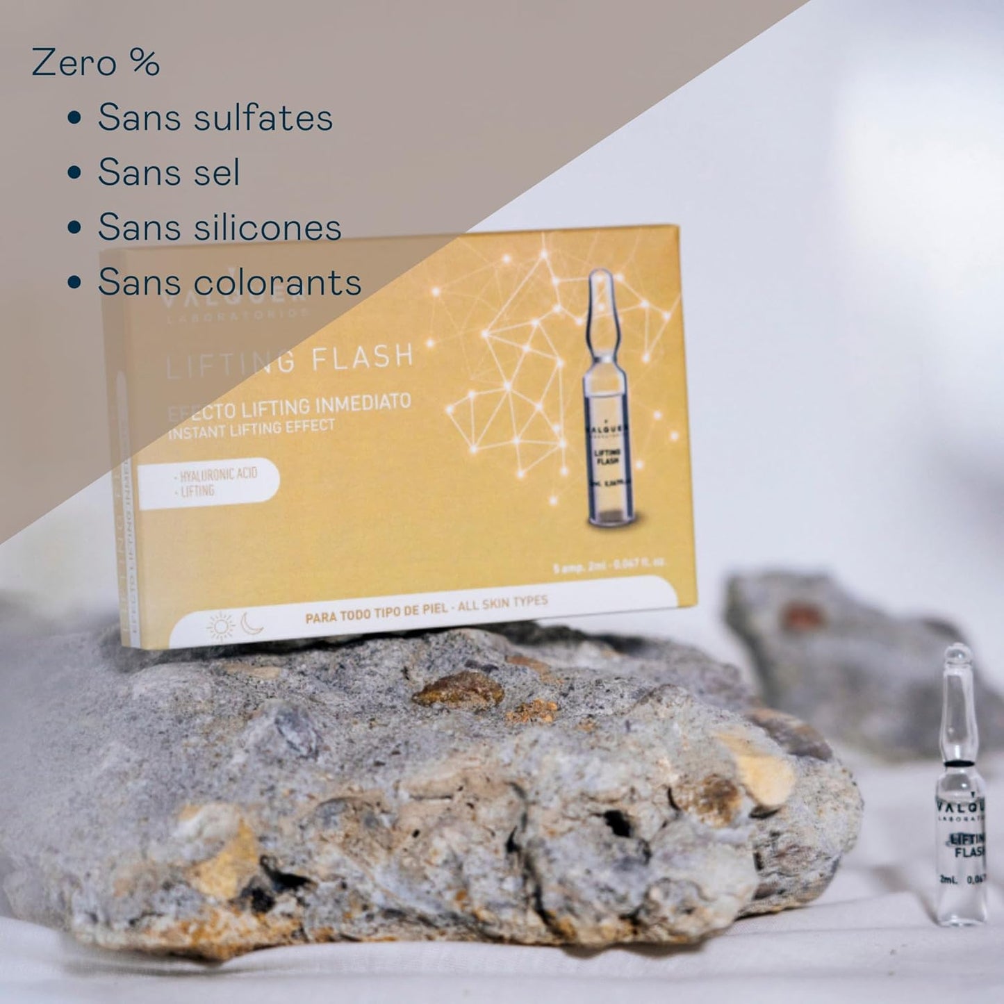 Flash De Levage Des Ampoules Faciales De . Sérum Visage. Effet Lifting Immédiat. Tous Types De Peau. Avec De L'Acide Hyaluronique. Anti-Rides - 5 Unités X 2 Ml