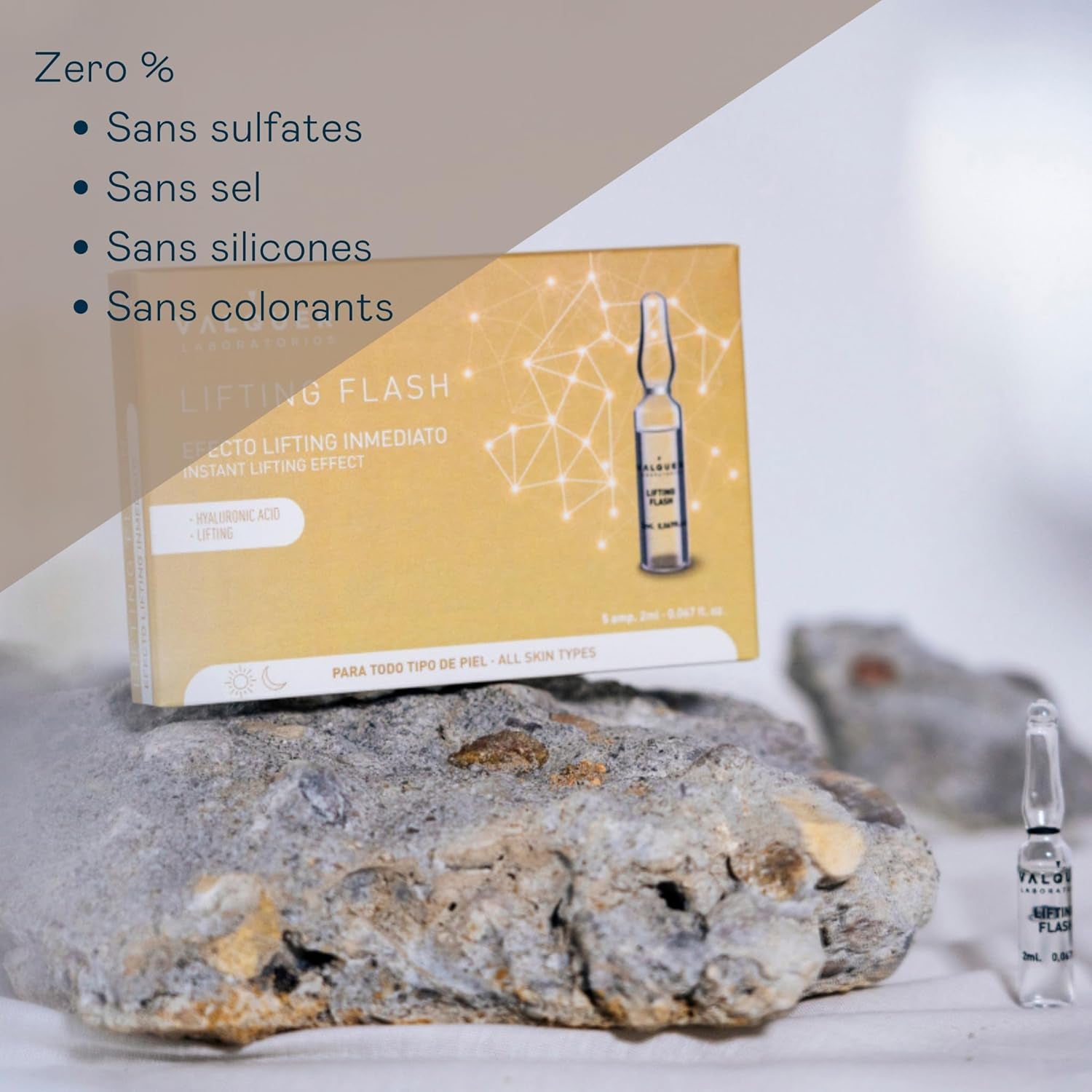 Flash De Levage Des Ampoules Faciales De . Sérum Visage. Effet Lifting Immédiat. Tous Types De Peau. Avec De L'Acide Hyaluronique. Anti-Rides - 5 Unités X 2 Ml