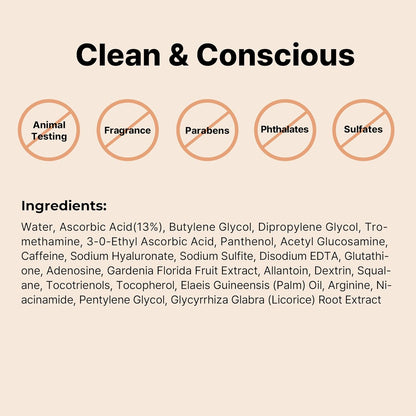 Pure Vitamin C 13% Serum with Vitamin E & Hyaluronic Acid, Siero Viso Illuminante E Idratante per Linee Sottili, Tono Della Pelle Irregolare E Pelle Spenta, 0,67Fl.Oz/20Ml, Korean Skincare