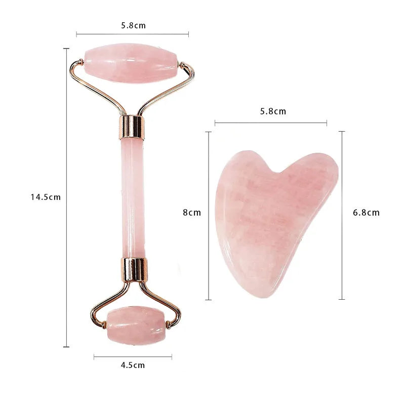 New 2PCS Gua Sha Facial Stone Facial Massager Roller Skin Care Tools Gousha Stone for the Face Roller Gouache Scraper LBHL07