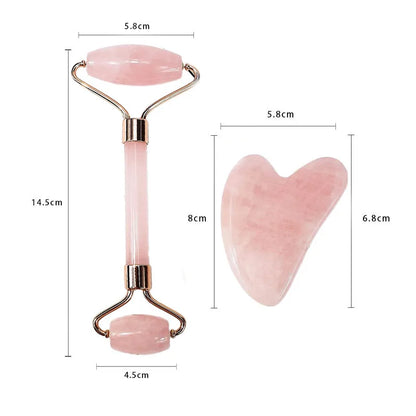 New 2PCS Gua Sha Facial Stone Facial Massager Roller Skin Care Tools Gousha Stone for the Face Roller Gouache Scraper LBHL07