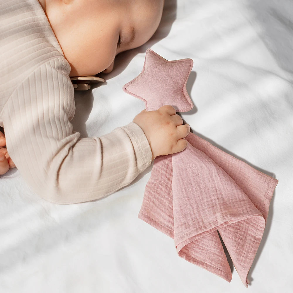 New Plain Colour Star&Moon Model 40*40CM Super Skin-Friendly Pure Cotton Baby Sleep Soothing Towel &Toy