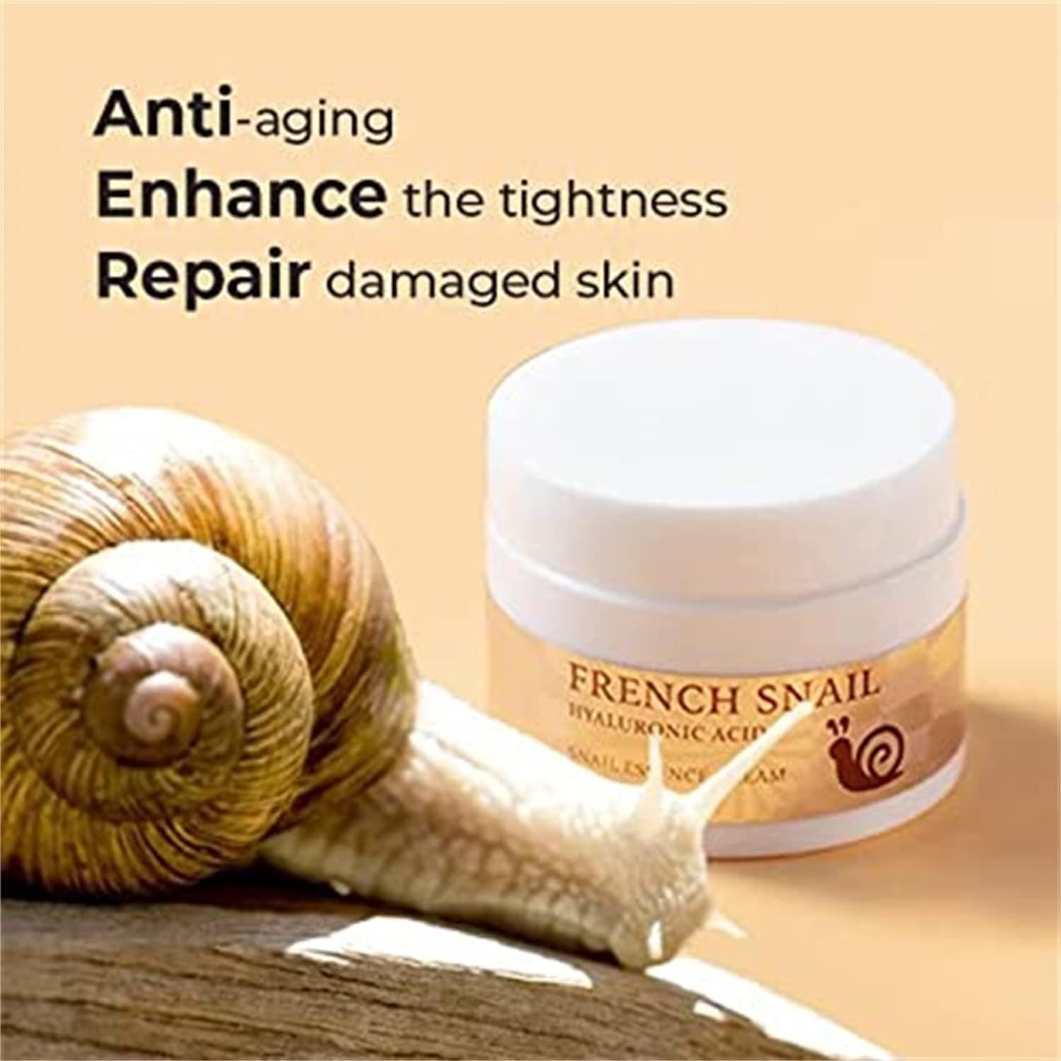 French Snail Repair Cream, Snail Essence Face Cream, Snail Extract Secretion Hyaluronic Acid Moisture Facial Cream, Improve Skin Nourishing Collagen Essence Cream, 25G (2Pcs)