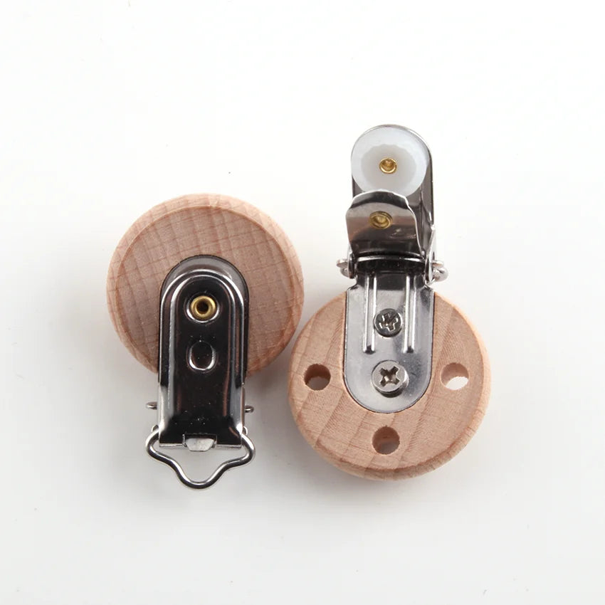 Beech Wooden Baby Teether Pacifier Clipmetal Nursing Accessories Chewable Teething Diy Wooden Clips Accessories