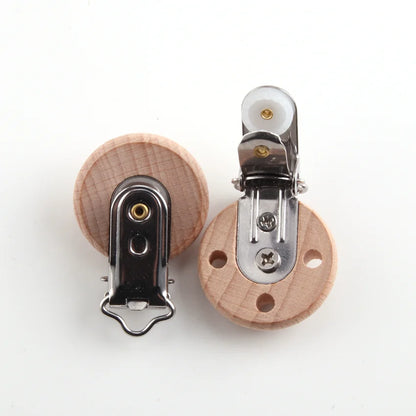Beech Wooden Baby Teether Pacifier Clipmetal Nursing Accessories Chewable Teething Diy Wooden Clips Accessories