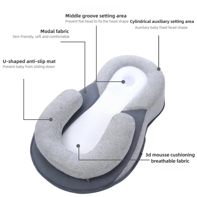 TINSOL New Baby Wedge Pillow for Newborns, Infant Feeding Support Nursing Anti-Reflux Pillow Reduces Spit-Up with Safety Straps