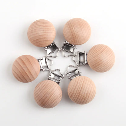 Beech Wooden Baby Teether Pacifier Clipmetal Nursing Accessories Chewable Teething Diy Wooden Clips Accessories