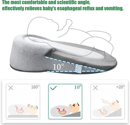 TINSOL New Baby Wedge Pillow for Newborns, Infant Feeding Support Nursing Anti-Reflux Pillow Reduces Spit-Up with Safety Straps