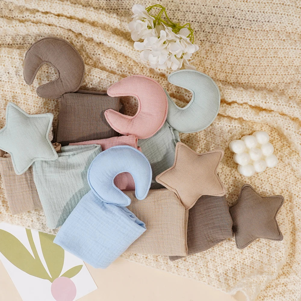 New Plain Colour Star&Moon Model 40*40CM Super Skin-Friendly Pure Cotton Baby Sleep Soothing Towel &Toy