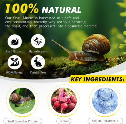 Snail Mucin Oil (60Ml) All in One Advanced Skin Repair Hydrating Serum, Snail Secretion Filtrate 96% & Hyaluronic Acid, Skincare, Animal Testing Free
