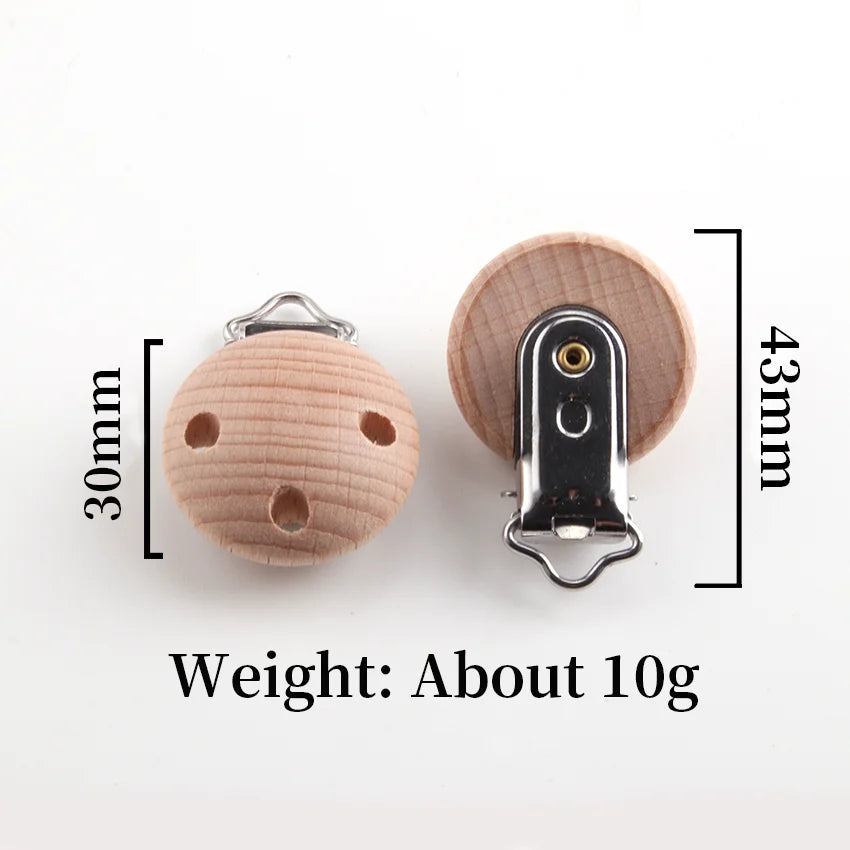 Beech Wooden Baby Teether Pacifier Clipmetal Nursing Accessories Chewable Teething Diy Wooden Clips Accessories