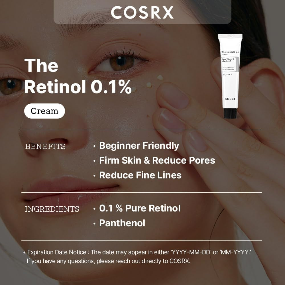 Retinol 0.1% Cream, 0.67 Oz, Crème Anti-Âge Pour Les Yeux Et Le Cou Avec Traitement Rétinoïde Pour Raffermir La Peau, Réduire Les Rides, Les Ridules Et Les Signes De Vieillissement