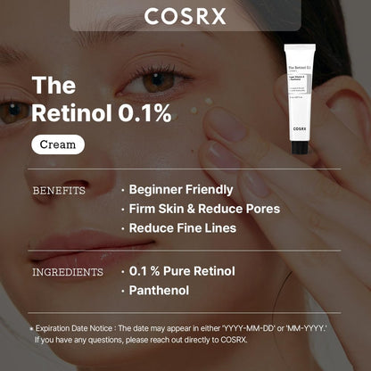 Retinol 0.1% Cream, 0.67 Oz, Crème Anti-Âge Pour Les Yeux Et Le Cou Avec Traitement Rétinoïde Pour Raffermir La Peau, Réduire Les Rides, Les Ridules Et Les Signes De Vieillissement