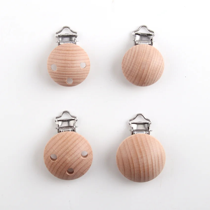 Beech Wooden Baby Teether Pacifier Clipmetal Nursing Accessories Chewable Teething Diy Wooden Clips Accessories