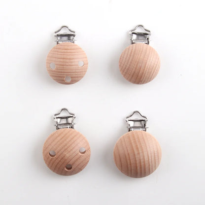 Beech Wooden Baby Teether Pacifier Clipmetal Nursing Accessories Chewable Teething Diy Wooden Clips Accessories