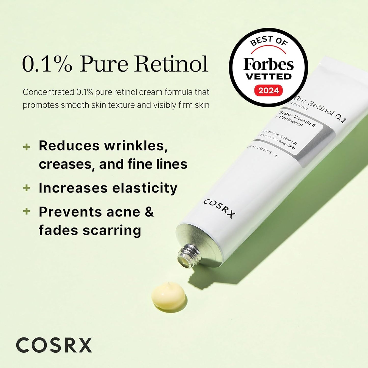 Retinol 0.1% Cream, 0.67 Oz, Crème Anti-Âge Pour Les Yeux Et Le Cou Avec Traitement Rétinoïde Pour Raffermir La Peau, Réduire Les Rides, Les Ridules Et Les Signes De Vieillissement