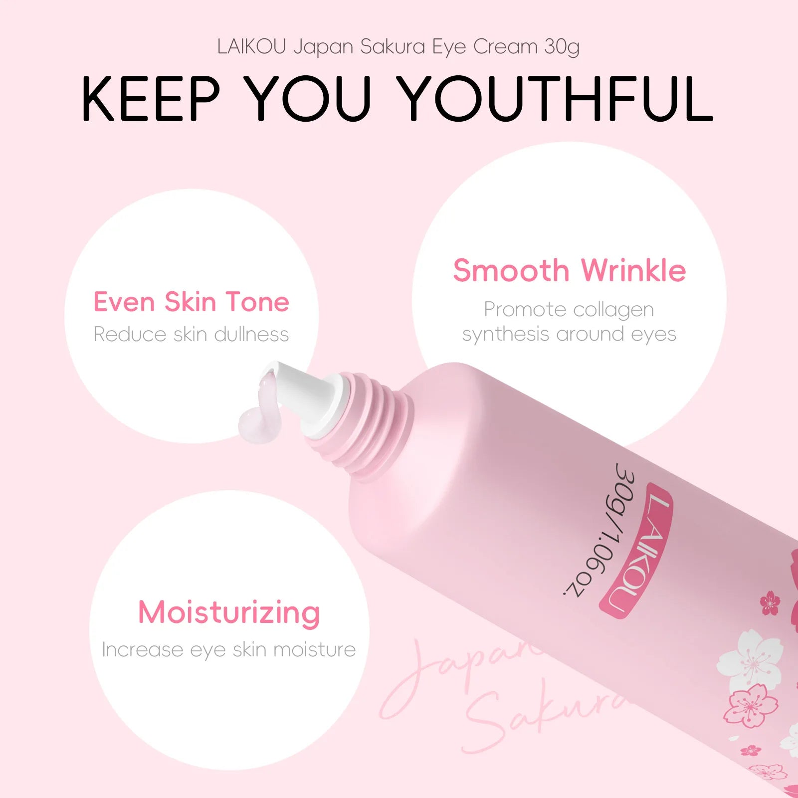 Japan Sakura Eye Cream 30G anti Aging Dark Circle Removal Moisturizing Wrinkle Reduction Eye Treatment for Women Men Cosmetics