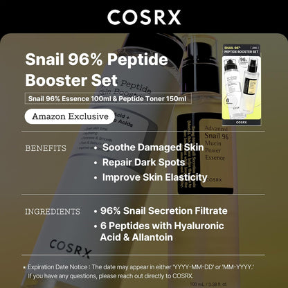 Snail Mucin 96% Peptide Booster Set - Amazon Exclusive - Korean Skin Care, Gift Sets, Skin Care Sets for Women, Advanced Snail Mucin Serum, Face Serum