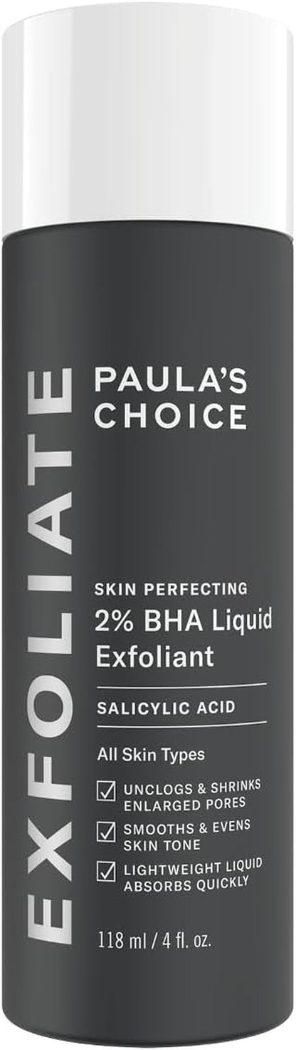 SKIN PERFECTING 2% BHA Esfoliante Liquido - Peeling Viso Con Acido Salicilico - Combatte Imperfezioni, Punti Neri & Brufoli - Ridurre I Pori - Pelli Miste O Grasse - 118 Ml