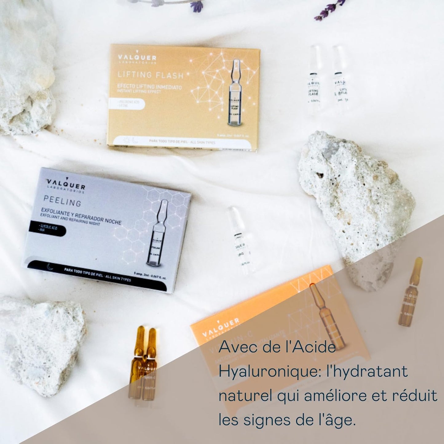 Flash De Levage Des Ampoules Faciales De . Sérum Visage. Effet Lifting Immédiat. Tous Types De Peau. Avec De L'Acide Hyaluronique. Anti-Rides - 5 Unités X 2 Ml