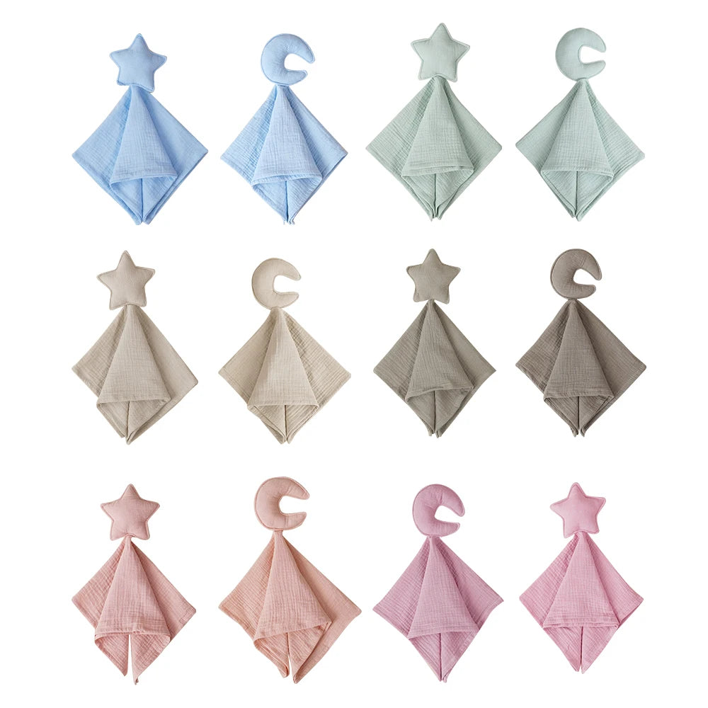 New Plain Colour Star&Moon Model 40*40CM Super Skin-Friendly Pure Cotton Baby Sleep Soothing Towel &Toy
