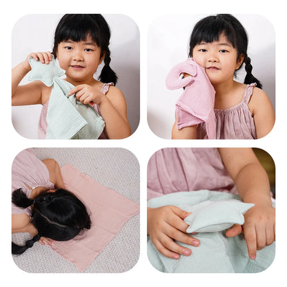 New Plain Colour Star&Moon Model 40*40CM Super Skin-Friendly Pure Cotton Baby Sleep Soothing Towel &Toy