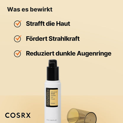 COSRX Snail Peptide Eye Cream Mit 73,7% Schneckenschleim Und Hyaluronsäure - Aufhellende Anti-Aging Korean Augencreme Gegen Feine Linien Und Dunkle Kreise, 25Ml, Korean Skincare