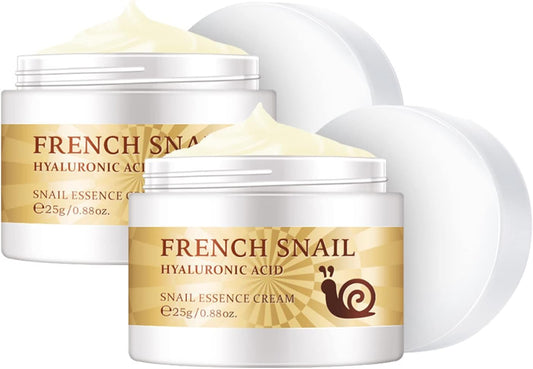 French Snail Repair Cream, Snail Essence Face Cream, Snail Extract Secretion Hyaluronic Acid Moisture Facial Cream, Improve Skin Nourishing Collagen Essence Cream, 25G (2Pcs)