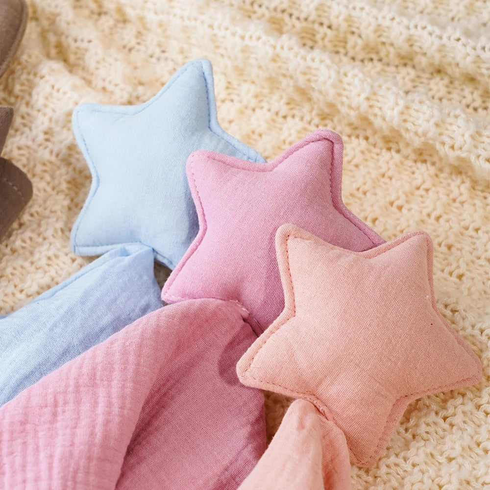 New Plain Colour Star&Moon Model 40*40CM Super Skin-Friendly Pure Cotton Baby Sleep Soothing Towel &Toy