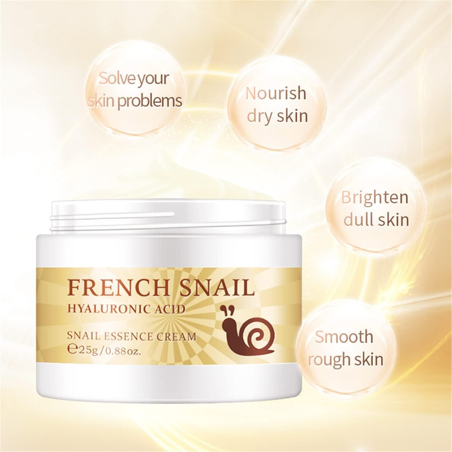French Snail Repair Cream, Snail Essence Face Cream, Snail Extract Secretion Hyaluronic Acid Moisture Facial Cream, Improve Skin Nourishing Collagen Essence Cream, 25G (2Pcs)