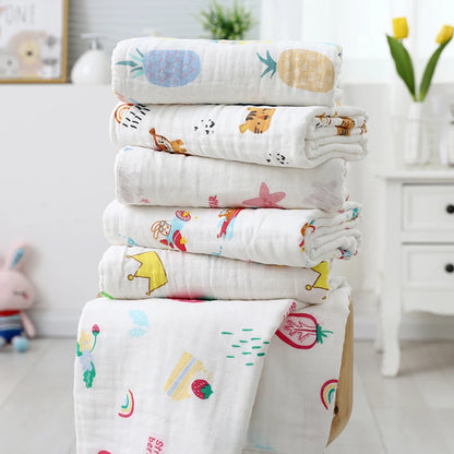 Baby Bath Towel Newborn Bathrobe Cotton Swaddle Blanket for Boy Girl 4-Layer Gauze Infant Washcloth Children'S Blanket