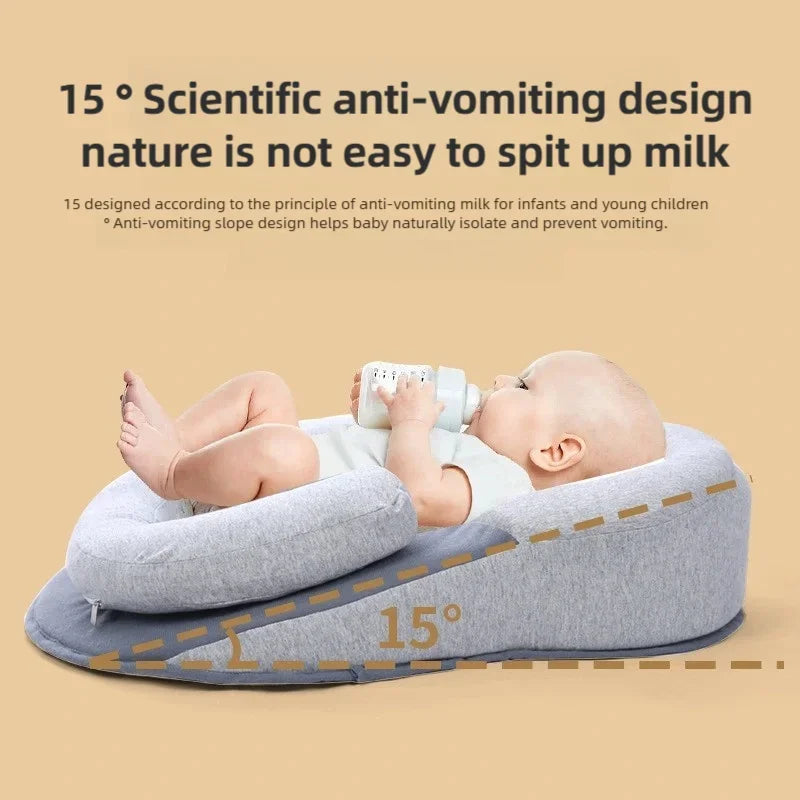 TINSOL New Baby Wedge Pillow for Newborns, Infant Feeding Support Nursing Anti-Reflux Pillow Reduces Spit-Up with Safety Straps