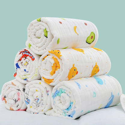 Baby Bath Towel Newborn Bathrobe Cotton Swaddle Blanket for Boy Girl 4-Layer Gauze Infant Washcloth Children'S Blanket