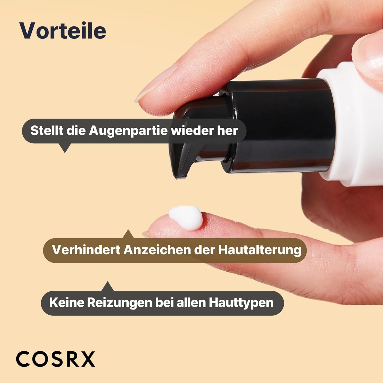 COSRX Snail Peptide Eye Cream Mit 73,7% Schneckenschleim Und Hyaluronsäure - Aufhellende Anti-Aging Korean Augencreme Gegen Feine Linien Und Dunkle Kreise, 25Ml, Korean Skincare