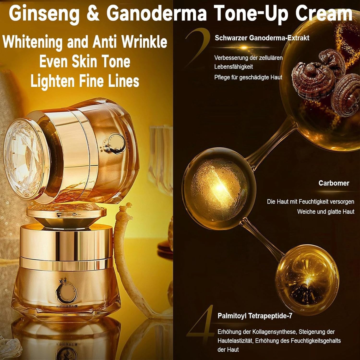 Ginseng Ganoderma Anti-Wrinkle Cream, anti Wrinkle Ginseng Face Cream, Ginseng anti Wrinkle Cream, Tightening Sagging Skin Reduce Fine Lines (1Pcs)